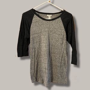 Forever 21 Heather Gray and Black Quarter Sleeve Top